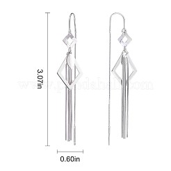 Orecchini pendenti con nappa a forma di rombo in argento sterling placcato rodio anti-ossidazione con catena&nbsp;JE1048A