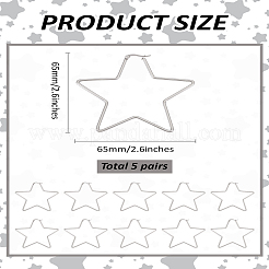 5 paire de boucles d'oreilles créoles en acier inoxydable 201 en forme d'étoile&nbsp;EJEW-LP0001-13