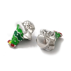 Cuentas europeas de esmalte de aleación de tema navideño&nbsp;PALLOY-D058-01P-01