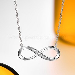 Colliers avec pendentif en forme de 8 en argent sterling plaqué rhodium et 925 zircones cubiques pour femmes&nbsp;NJEW-BB72241
