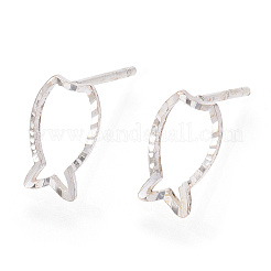 925 pendientes de plata de ley con forma de pez hueco.&nbsp;STER-T005-06