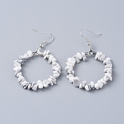 Orecchini pendenti Howlite naturale&nbsp;EJEW-E255-D17