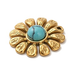 Ciondoli sintetici a forma di fiore turchese&nbsp;STAS-R009-05G-06