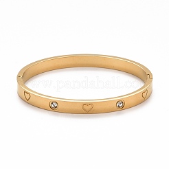 Brazalete plano de acero inoxidable 304 con diseño de corazón&nbsp;BJEW-F430-01