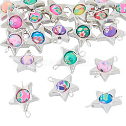 20 Stück Polymer Clay Stern & CCB Rahmen Glieder Verbinder Charms&nbsp;CLAY-TADJ0001-06