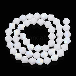Hebras de cuentas de vidrio esmerilado bicono de imitación de jade&nbsp;EGLA-A039-J6mm-MB06