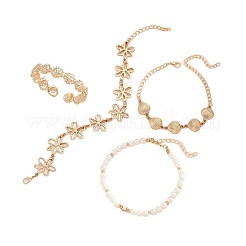 Boho-Armbandsets aus Legierung mit blumenförmigen Muschelgliedern&nbsp;WG172AA-01