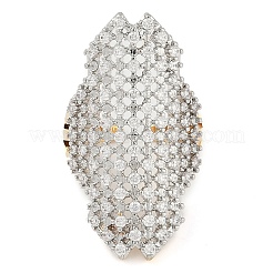 Offener Manschettenring aus Messing mit Eule und Mikropflaster aus klarem Zirkonia für Damen&nbsp;RJEW-Q819-14G