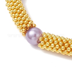 Schneeflocken-Abstandshalter aus Legierung und elastische Glasperlenarmbänder für Damen&nbsp;BJEW-JB11803-01