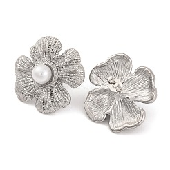 Pendientes de acero inoxidable 304 con perlas de imitación de plástico para mujer&nbsp;EJEW-Z057-11P