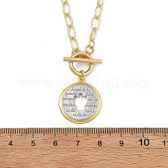 Colliers avec pendentif pièce creuse en laiton bicolore et chaîne trombone&nbsp;NJEW-JN06443
