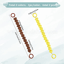 2 chaîne d'extension de sac en perles en forme de cœur en plastique de 2 couleurs avec fermoirs à anneau en fer&nbsp;PURS-GF0001-11B