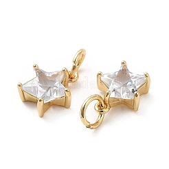 Placage de rack pendentifs en zircone cubique clair en laiton&nbsp;KK-E081-03G