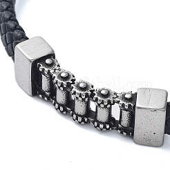 Pulseras de cordón de cuero sintético negro trenzado para hombre&nbsp;BJEW-K243-66AS