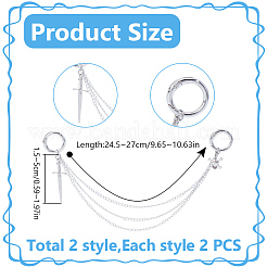 4 Stück 2 Stile Messingkette Stiefelriemenketten&nbsp;HJEW-DR00219