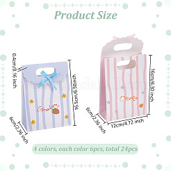 24 Stück 4 Farben Blumendruckpapier Geschenk-Tragetaschen mit Schleife Design&nbsp;ABAG-GO0001-03B