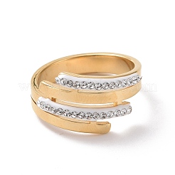 Anillo de dedo de múltiples líneas de rhinestone de cristal&nbsp;RJEW-D120-05B-G