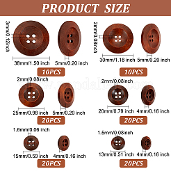 100 Stück 6 Stil natürliche flache runde 4-Loch Basic Nähknopf&nbsp;FIND-OC0002-11