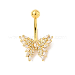 Bauchnabelpiercings aus Messing mit klaren Zirkonia&nbsp;LS-AJEW-L099-01A-G