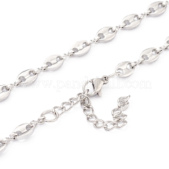 Collares de cadena de granos de café de acero inoxidable 304 que no se deslustran&nbsp;NJEW-O123-01P