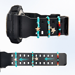 6 Stück 2 Stile Glasperlen-Dekorringe für Smartwatch-Armband&nbsp;AJEW-CP0009-94A