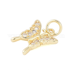 Placage de crémaillère en laiton micro pavé breloques en zircone cubique claire&nbsp;KK-Z060-05G-01