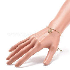 Schieberarmband mit klarem Zirkonia-Herzanhänger und Messing-Kastenketten für Damen&nbsp;BJEW-JB08788