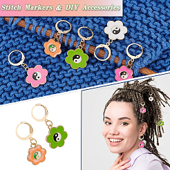 Legierungs-Emaille-Blume mit Yin-Yang-Charm-Steppstichmarkierungen&nbsp;HJEW-PH01723