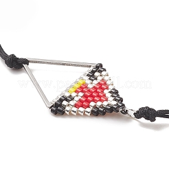 Braccialetto di perline intrecciate a triangolo intrecciato con semi di vetro&nbsp;BJEW-MZ00026-01