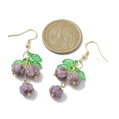 Fiore orecchini di vetro ciondola&nbsp;EJEW-JE05691-02