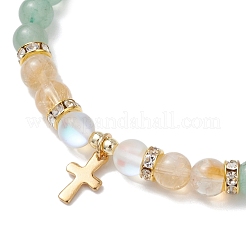 5 pulsera elástica de cuentas redondas de piedras preciosas naturales y sintéticas&nbsp;BJEW-JB12097