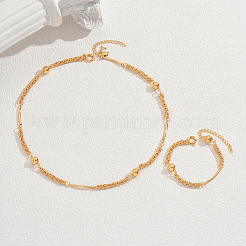Ensembles de colliers et bracelets à chaîne ronde en laiton pour fêtes de femmes&nbsp;CT1854