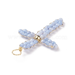 Pendenti intrecciati con perline rotonde in conchiglia d'acqua dolce naturale&nbsp;PALLOY-JF01859-01
