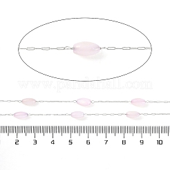 Catena di perline ovali fatte a mano in acciaio inossidabile 304 e conchiglia colorata&nbsp;CHS-H028-05P-01