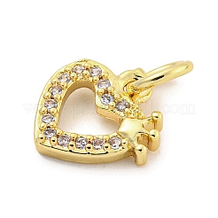 Placage de crémaillère en laiton micro pavé pendentifs en zircone cubique claire&nbsp;KK-Q814-03G