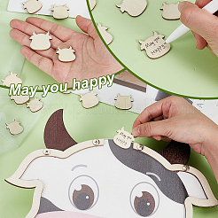 Libro de visitas de madera para baby shower con temática de vaca para fiesta de cumpleaños&nbsp;AJEW-WH0270-345