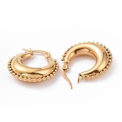 Pendientes de aro con forma de media luna de acero inoxidable 304 con revestimiento de hierro (IP) para mujer.&nbsp;EJEW-G298-08G