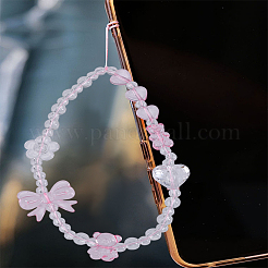 1 sangle de téléphone portable en acrylique avec cœur et nœud papillon pour femme&nbsp;AJEW-LP0004-56