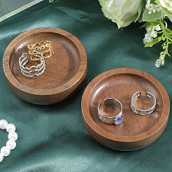 Plateau de présentation de bijoux rond et plat en bois&nbsp;ODIS-WH20003-05B