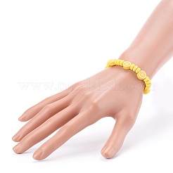 Braccialetti di perline elasticizzati al limone in argilla polimerica fatti a mano&nbsp;BJEW-JB06046