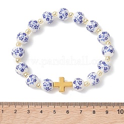 Bracelets extensibles en porcelaine imprimée de fleurs à la main&nbsp;BJEW-JB13532