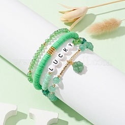 4 Stück 4-teilige Stretch-Armbänder aus Glas- und Polymertonperlen&nbsp;BJEW-TA00305