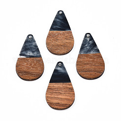Pendentifs en résine transparente et bois de noyer&nbsp;RESI-N025-030-C01