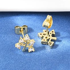 Messing Micro Pave klare Zirkonia Ohrstecker&nbsp;EJEW-F405-07G