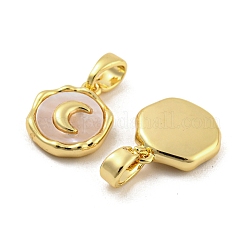 Breloques de coquille pavés en laiton&nbsp;KK-G490-34G