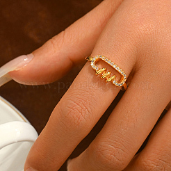Anillos de dedo de circonita cúbica con micro pavé de latón para mujer&nbsp;RY6260