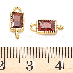Dijes de conector rectangular de circonita cúbica pavé de latón&nbsp;KK-P348-10G-06