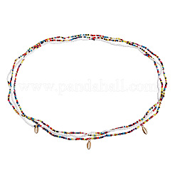 Chaîne de ventre extensible en alliage bohème avec breloque en forme d'animal marin et perles de verre à 3 couche pour femme&nbsp;FS-WG5D6A5-02