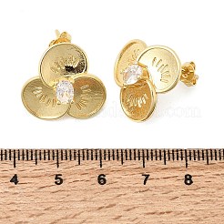 Orecchini a bottone da donna in ottone con zirconi trasparenti&nbsp;EJEW-A162-03G