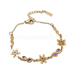 Bracelets à maillons en acier inoxydable 304 avec strass&nbsp;SA-CBAF6AD-14G